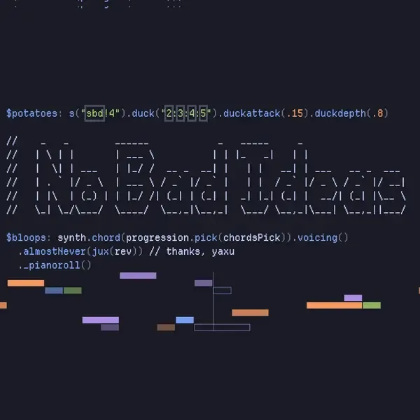 Screenshot of a live-code editor, showing "No Bad Ideas" and visualisation of running code